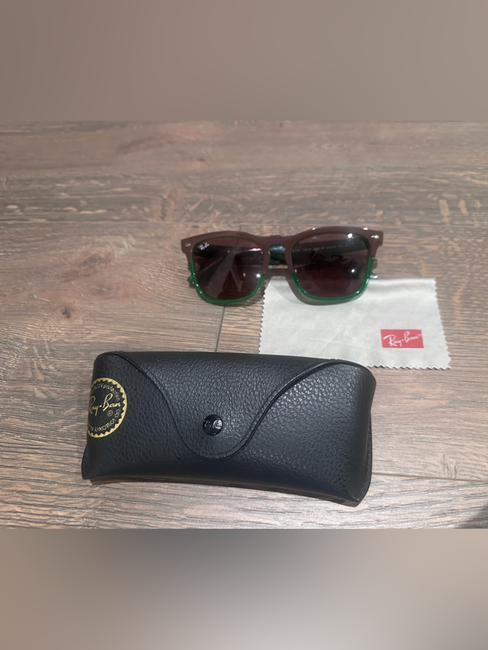 Ray-Ban Green and Brown Men's Sunglasses with Black Case